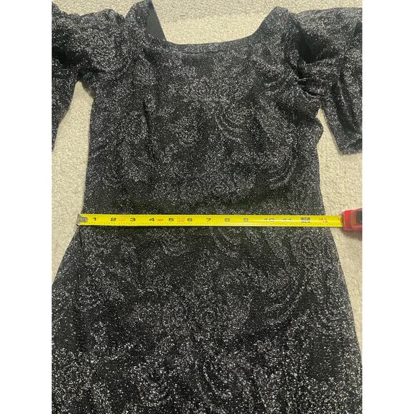 Laundry By Shelli Segal Dress Womens 4 Black Silver Sparkles New Years Eve NYE - Picture 6 of 14